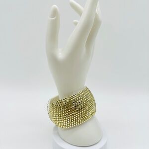 RJ Graziano Golden Sparkle Crystals Wide Cuff Bracelet
